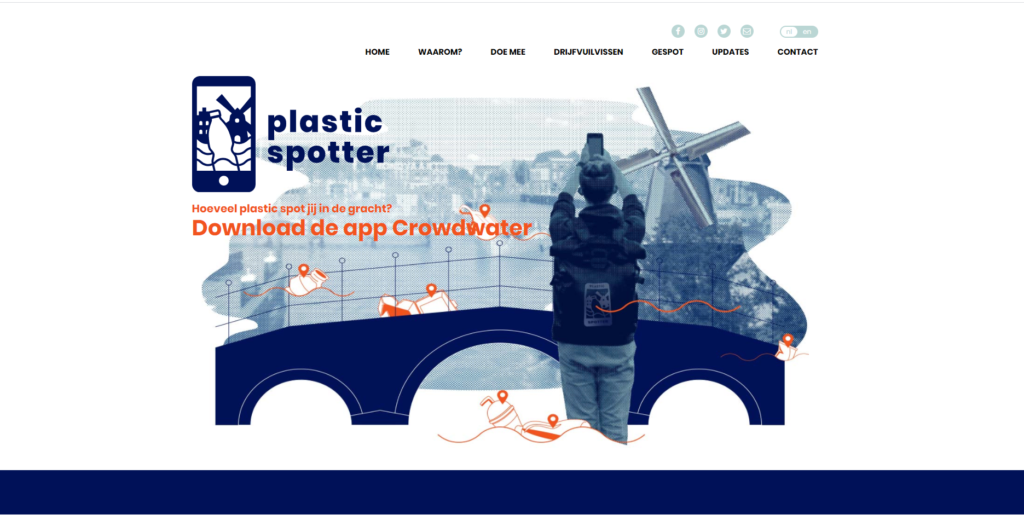 Screenshot van webpagina Plasticspotter