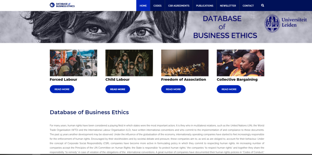 Screenshot Database of Ethics
